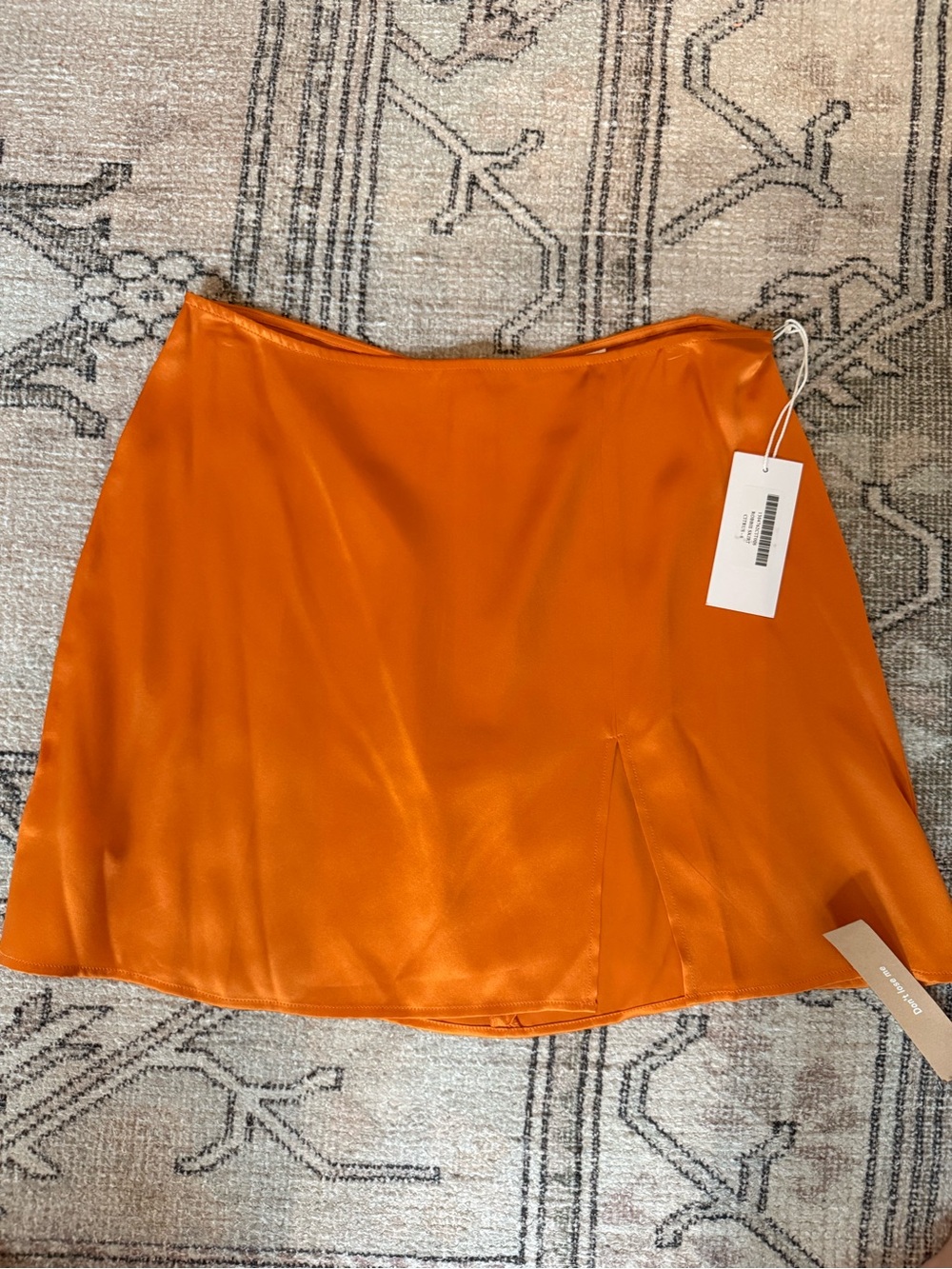 Reformation Orange Satin Mini Skirt with Front Slit